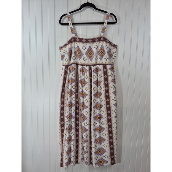 Sonoma Goods For Life Dresses & Skirts - Women's Southwestern Aztec Linen Blend Midi Tank Dress Pockets Purple Large